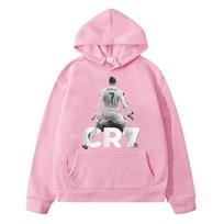 Futbolo gerbėjas CR7 Rudens gobtuvai Vilnos megztinis berniuko drabužiai y2k sudadera Laisvalaikio anime gobtuvas Striukė megztinis vaikiški drabužiai mergaitė 130 rožinė
