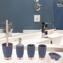 5 Piece Modern Bathroom Accessories Set Nordic Style Toothbrush Holder Soap Box Storage Bottle pilka spalva