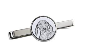 Taksas - kaklaraiščio sąsaga su šunimi, personalizuota kaklaraiščio sąsaga, unikali dovana vyrui iš Art-Dog prekės ženklo sidabras