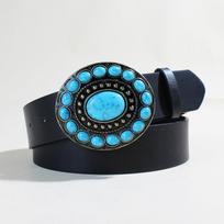 Bohemiškas Teismo Stilius Retro Etninis Reljefinis Dekoratyvinis Diržas Rožių Raštas Platus Diržas Moterims 110Cm long black