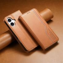 iPhone 17 Leather Flip Case with Magnetic Card Slot iPhone 13 / 14 ruda