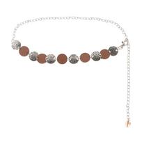 Sancai Vintage Wasteland Style Metal Wood Chip Waist Chain 110cm