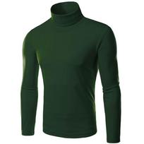 Classic Mens Slim Fit High Neck Knitted Sweater Comfortable Turtleneck Jumper Green,XL