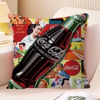 C-Coca Logo C-Colas Pillow Cover For Bedroom Room And Living Room Sofa Decorative Cushion Cover Peach skin 18*18(CM)-1Pcs