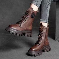 Batai Moteriški Žieminiai 2025 Naujienos Pusbačiai Ankle Boots Natūrali Oda ir Kailis Oda Punk Chelsea Gotikiniai Y2k Avalynė Moterims Su Pamušalu 35 ruda