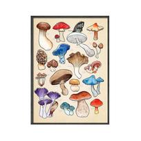 Abstraktūs grybai su seksualia moters kojų drobė, tapyba užpakaliu plakatai Senovinio retro meno paveikslas miegamojo namų dekoravimui 21cm×30cm NoFrame