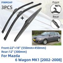 For Mazda 6 Wagon MK1 2002-2008 Front Rear Wiper Blades Brushes Cutter Accessories J Hook 2002 2003 2004 2005 2006 2007 2008