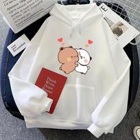 Panda Bear Bubu And Dudu Print Hooded Men Women Hoodies Plus Size Pullover Winter Warm Sweatshirt Harajuku Unisex Streetwear L