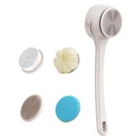 Waterproof Electric Body Scrubber Shower Brush Long Dual Handle 4Replaceable Heads For Deep Cleansing And Skin Massage įvairiaspalvis