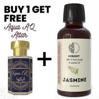 Jasmine Essential Oil 10ml for Aromatherapy & Home Fragrance get 1 Free 6 ml Attar – Aqua AQ, Dubai Oud, Aura, White Oud