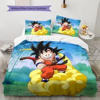 Son Goku Pattern Bedding,Quilt Set Quilt Cover Pillowcase Home Birthday Gift (1 * duvet cover + 2 * pillowcase, without core) 135x200cm