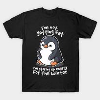 Men Black Print T-shirt Chubby Penguin No-Cut Transfer Paper Print Cotton Tshirt 3XL juoda