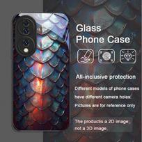 Meninė juoda auksinės žvynų tekstūros spausdinta grūdinto stiklo telefono dėklas, skirtas Huawei Nova 13 Pro 12 11SE 10 P60 P40 Mate 40 50 60 Dangteliai Huawei Mate 70