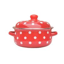 Dvipusis rankenos pomidorų emalinis puodas su dangčiu Sriubos puodas Madingas padais puodas Makaronams S-Tomato pot red