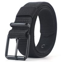 110/120/130cm Black Canvas Belt For Men Women Pin Buckle Leather Belt Women's Trendy Belt With Jeans Belt Outdoor Sports Belt 120cm-1 juoda