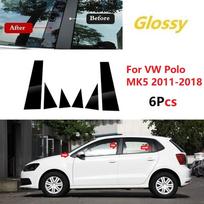 6 vnt automobilio lango stulpelio stulpelių apdailos dangtis, tinkamas Volkswagen Polo Mk5 (6R/6C/61)5 durų hečbeko 2011–2018 m. automobilių lipdukai
