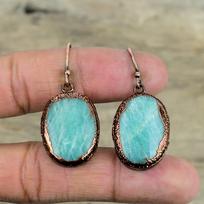 Amazonite Gemstone Earring Electroformed Copper Earrings Handmade Jewelry Latest Design Earring Awesome Electroformed Jewelry Gifts For Mom