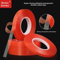 PET Raudona Plėvelė Dvipusė Stipri Skaidri Nežymų Paliekanti Nuimama Aukštos Temperatūros Klijai, 0,2 mm Storio 1mm x 50m red
