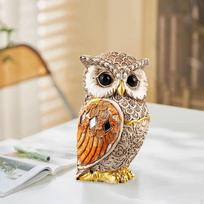 Chouette Sculpture for Decoration Bibs Accent Gift Bird Lovers geltona