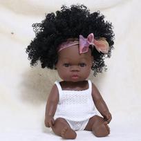 33CM Black Baby Dolls Summer Dress African Reborn Doll Silicone Waterproof Bath Play Baby Soft Doll Toy Girl Boys Children Gift girl body