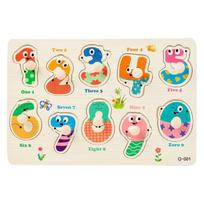 Baby Toys Montessori Wooden Puzzle Hand Grab Board Educational Alphabet Shape Puzzles for Kids Cartoon Animal Vehicle Child Gift beige