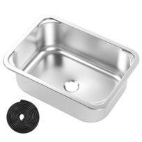Kemperio praustuvė kvadratinė 345x245x136mm 304 nerūdijančio plieno įleidžiama rankų praustuvė su 40mm nutekėjimu kemperiui, jachtai, valčiai sidabras