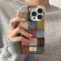 Mielas dopamino spalvų blokų derinys languotas skaidrus dėklas iPhone 16 15 14 13 12 11 Pro Max XS XR X SE 7 8 Plus, languotas minkštas dangtelis IPHONE14PLUS brown