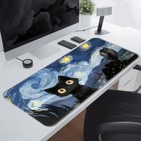 Mouse Pad office Pad Keyboard Mouse Pad Game Console Pad Computer Laptop Pad Desk accessories Anti slip Starry Night Cat 240x200x2mm