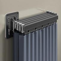 Premium Folding Shower Curtain Set - No Drill Retractable Invisible Partition, Waterproof Polyester Dry-Wet Separation