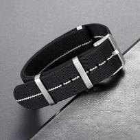 18mm 20mm 22mm Elastic Woven Watch Strap Nylon Universal Wristband Breathable Comfortable Watchband for Omega for Seiko 20mm black