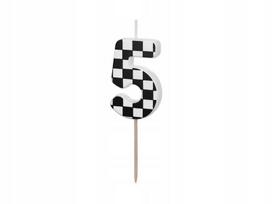Torto žvakutė skaičius 5, 5.5 cm, šachmatinė, F1 lenktynės