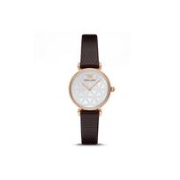 Emporio Armani Laikrodis Kvarcinis Mechanizmas Odinė Apyrankė 32Mm Perlamutro Ciferblatas 30M Atsparus Vandeniui Unisex Laikrodžiai AR1990 Brown Strap