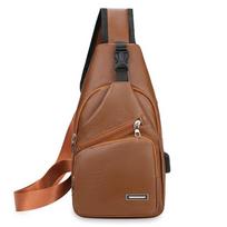 Multifunctional Men's Crossbody Sling Bag USB Charging Single Shoulder Bag  Casual Wear šviesiai ruda spalva