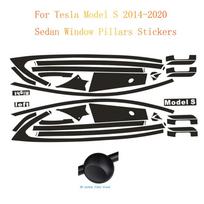 ONDO6 Skirta Tesla Model S 2014-2020 Sedanas Langų Chromo Šalinimas Juodinimas ABC Stulpeliai Blizgūs Juodi Lipdukai
