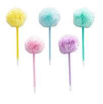 5Pcs Furry Pom Ballpoint Pen Christmas Stocking Fillers Christmas Party Supply for Adult Writing Journaling white