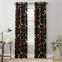 Halloween Bat Texture Curtains for Bedroom Living Room Window Curtain Treatments Blinds Kitchen Home Decor Drapes 135W x 60H(cm) x1 white
