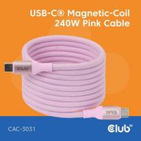 Club3D Lifestyle USB-C Magnetisches Kabel 240W 2m rosa St/St