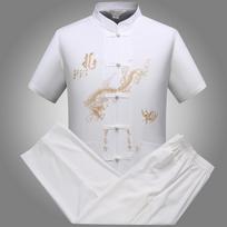 Tradicinis Kung Fu Tai Chi Tang Rinkinys Vyriški Kinų Stiliaus Marškiniai Marškiniai Blizgūs Striukė XXXL balta