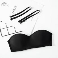 Besiūlė liemenėlė pakelianti liemenėlė be petnešėlių neslystanti nematoma seksuali belaidė braletė 32/70AB juoda