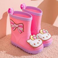 Children's Rain Boots Kuromi Girls' Rain Boots Wear-Resistant Non-Slip Thick-Soled Cartoon Cinnamoroll Baby Water Gel Boots 160【Inner Length15cm】