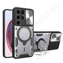 Phone Case For Samsung Galaxy S24 S23 S21 S20 FE Ultra A54 A34 Magnetic Rotat Camera Slide Protector Ring Cover Galaxy S24 Ultra