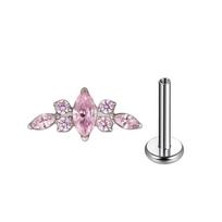 1 vnt. G23 titano pirsingas Labret vidinis sriegis Auskarai Cirkonis Arkliuko akis Gėlė Helix Kremzlė Lūpos pirsingas Kūno papuošalai 16G 16G 1.2x8mm beige