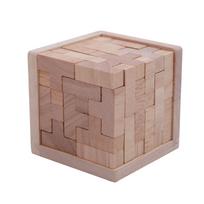 Pure Seek 3D Wooden Cube Puzzle for and Blocks Puzzle, Puzzle, T-shaped Tetris, 54-piece set, Children, Toddlers, Adults,