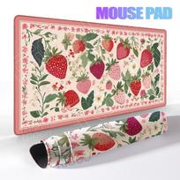 Desks Decor Deskmat Flower Strawberry Design Mouse Pad Large Rubber Anti-slip PC Desk Accessories Mousepad Hd Gamer Keyboard Mat 300x600x2MM žemuogės