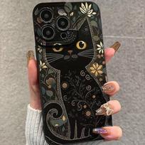 Flower Black Cat iPhone13/14/15ProMax Mobile Phone Case Apple 16/12/11 All Inclusive XS/XR Soft 78p Apple 7/8/se2 juoda