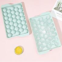 Versatile Round Ice Tray With Lid Food Grade Plastic Mold For Refreshing Drinks mėlyna