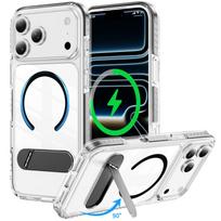 Applicable to iPhone17ProMax crystal shield one-word bracket magnetic suction mobile phone case Apple 17Pro anti-drop protective case iPhone17ProMax