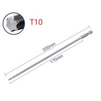 1/6 vnt 200 mm ilgio T10-T30 magnetinio Torx atsuktuvo antgaliai legiruotojo plieno elektrinio atsuktuvo galvutė Torx atsuktuvo elektriniai įrankiai