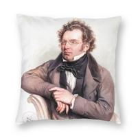 Franz Schubert Composer Square Pillowcase Polyester Linen Velvet Printed Zip Decor Car Cushion Cover 30x30cm