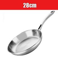 24/26/28cm Stainless Steel Frying Pan Non-coating Kitchen Cooking Pot Steak Egg Frying Pan Skillet Gas Stove Induction Cooker